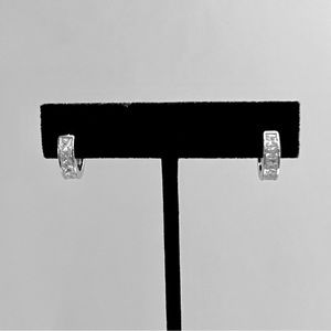 Sterling silver cz small hoop earrings, silver huggie hoops, cz huggie hoops